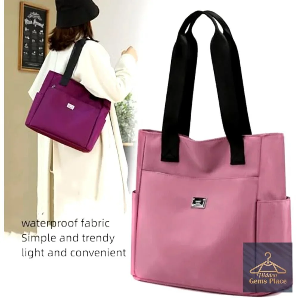 Lightweight Water Repellent Nylon Shoulder Bag Large Capacity Travel Tote